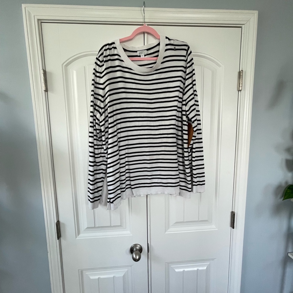 Striped Sweater with Elbow Patches 2X